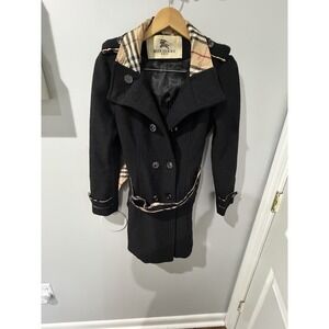 Burberry Wool Trench Coat Sz XL BLACK RUNS SMALL FITS LIKE AND M/L
